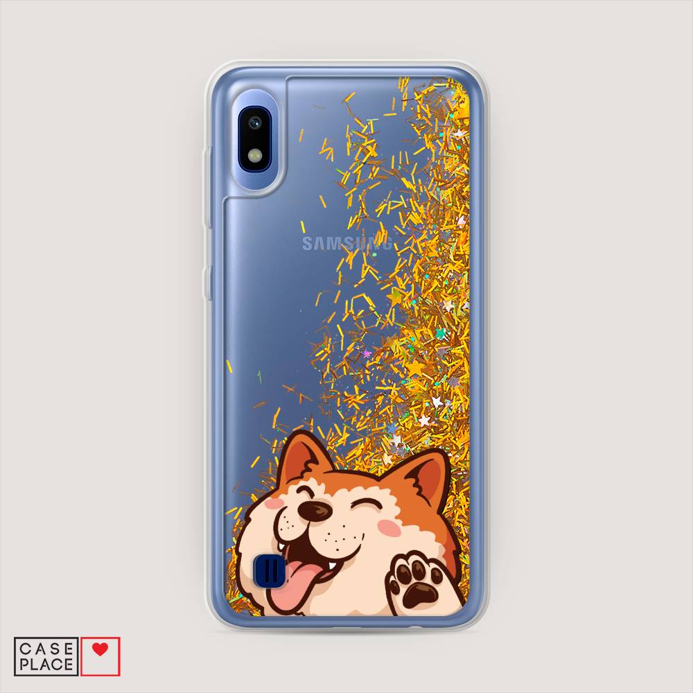 

Жидкий чехол с блестками "Акита-ину машет" на Samsung Galaxy A10, 27990-1