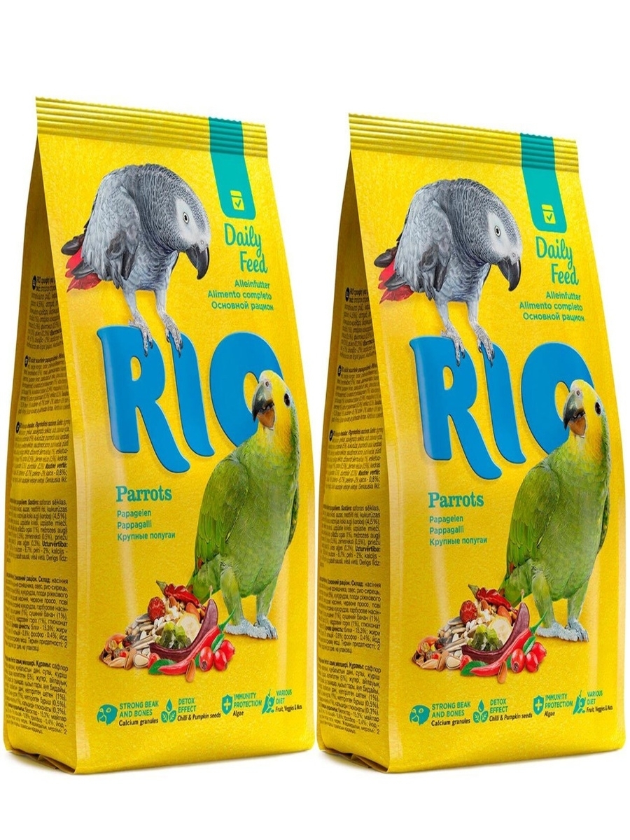 Сухой корм для крупных попугаев RIO PARROTS, 2 шт по 500 г