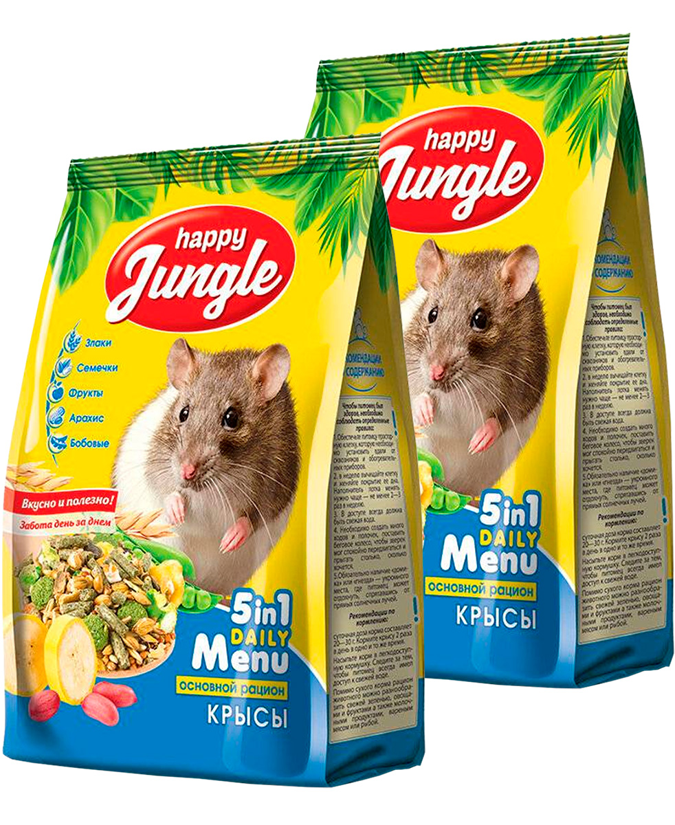 

Корм для декоративных крыс JUNGLE HAPPY JUNGLE, 2шт по 400г
