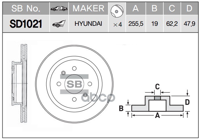 

Диск тормозной передний HYUNDAI GETZ SD1021