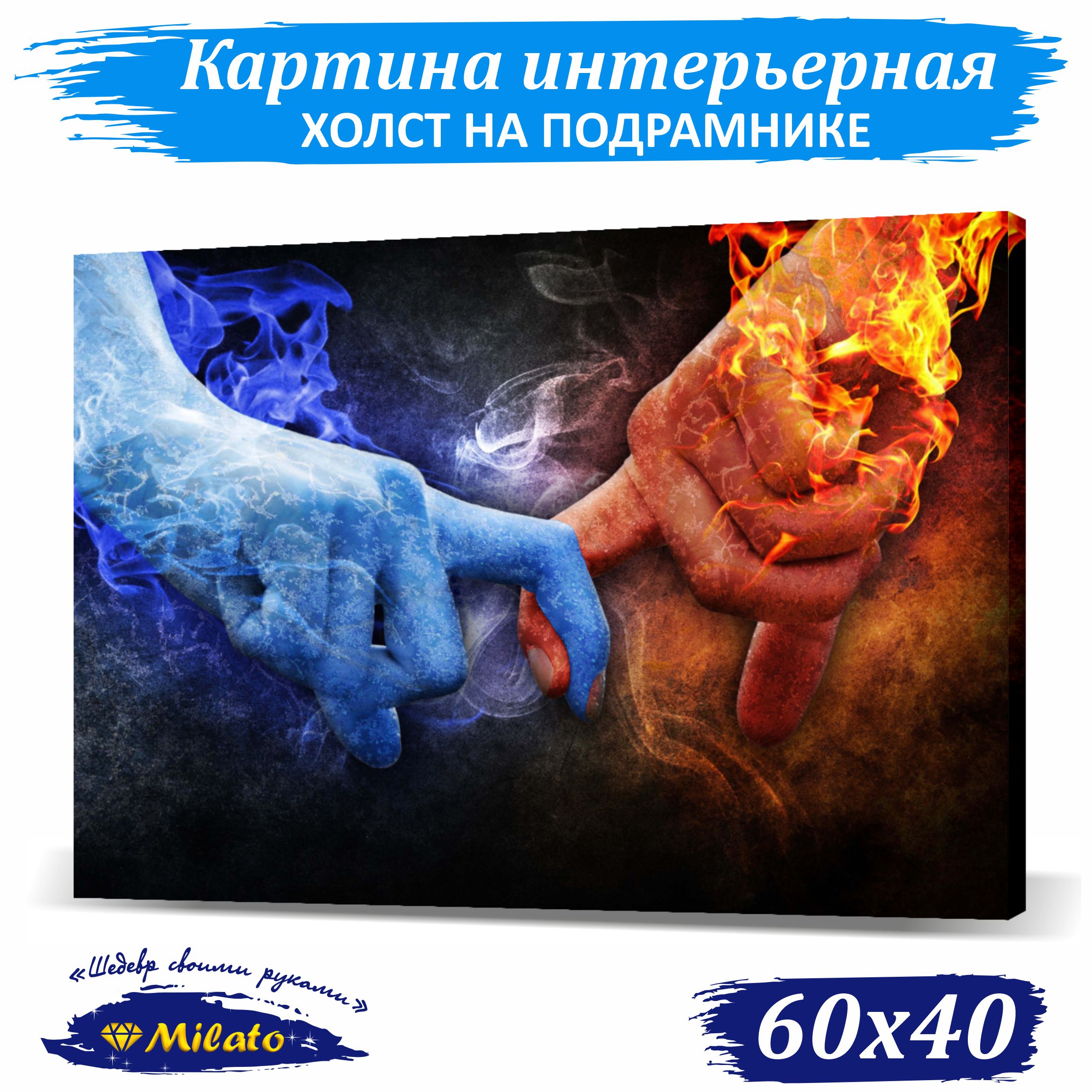 

Картина интерьерная на холсте Milato Огонь и лёд IP64-11 60x40см, Огонь и лёд