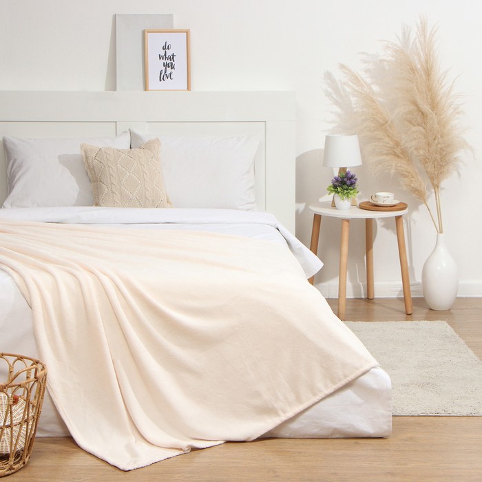 

Плед Этель молочный 200х220 см корал-флис 220 гр/м2, home