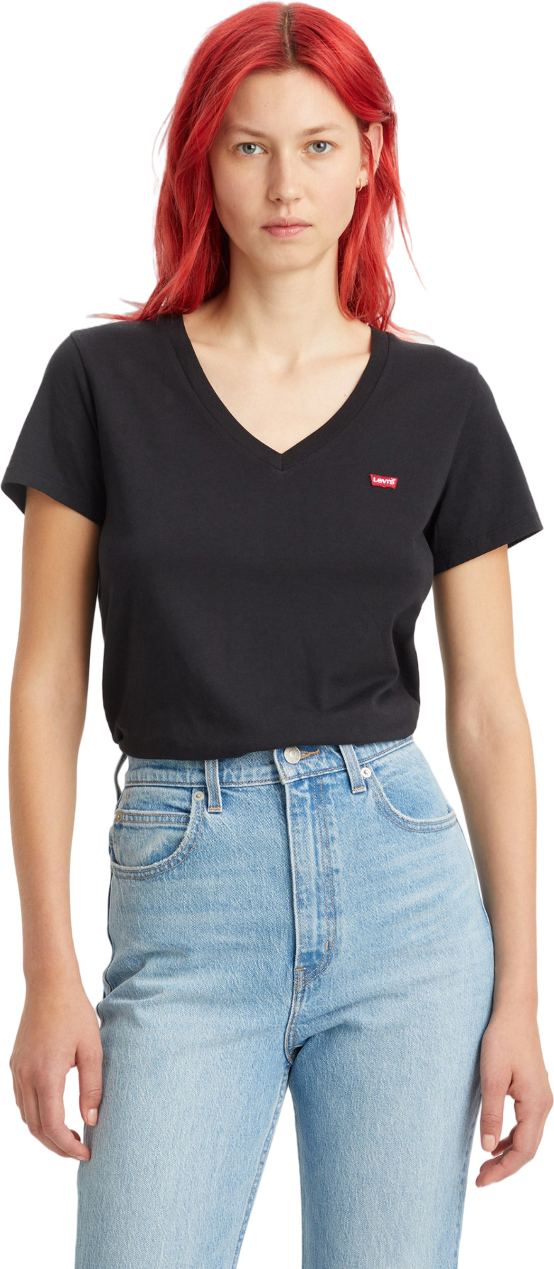 

Футболка женская Levi's The Perfect V-Neck Tee черная L, Черный, The Perfect V-Neck Tee