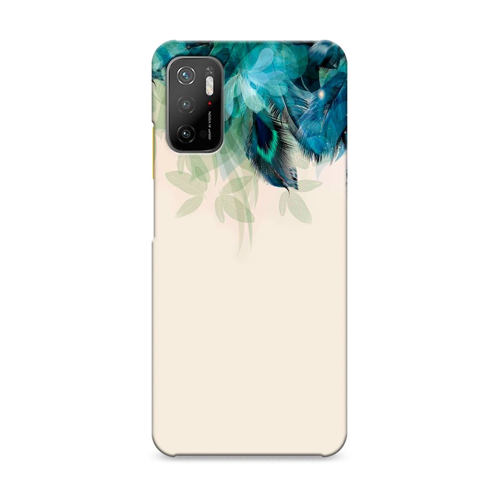 фото Пластиковый чехол "перья голубого цвета" на xiaomi poco m3 pro awog
