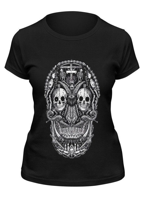 

Футболка женская Printio Skull art черная M, Черный, Skull art