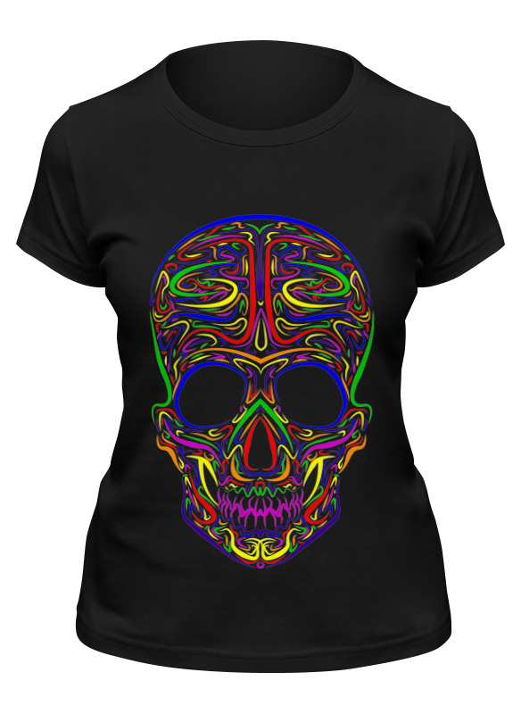 

Футболка женская Printio Skull art черная M, Черный, Skull art
