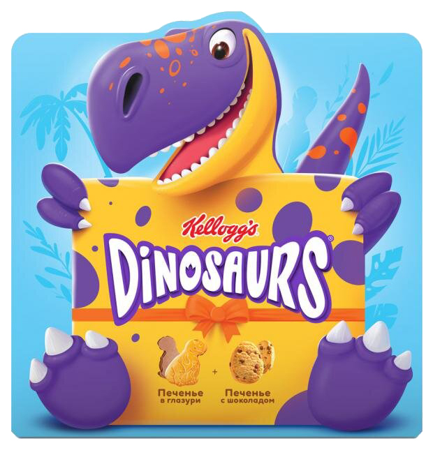 фото Набор печенья kellogg's dinosaurs сдобного в глазури с шоколадом 247 г kelloggs