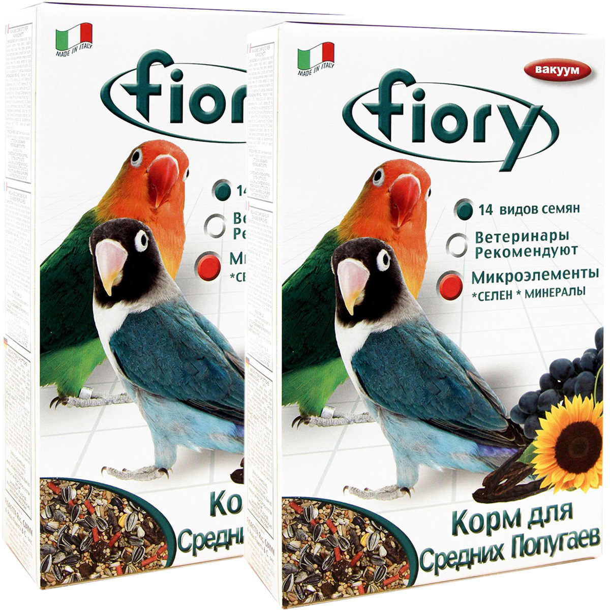 

Сухой корм для средних попугаев FIORY PARROCCHETTI AFRICAN, 2 шт по 800 г