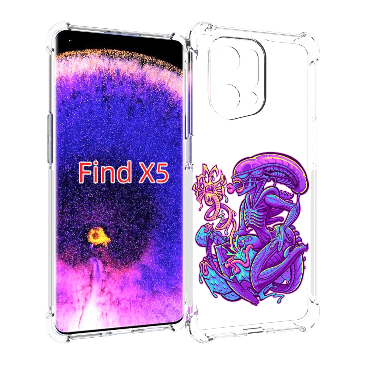 

Чехол MyPads чужой фиолетовый цвет для Oppo Find X5, Прозрачный, Tocco