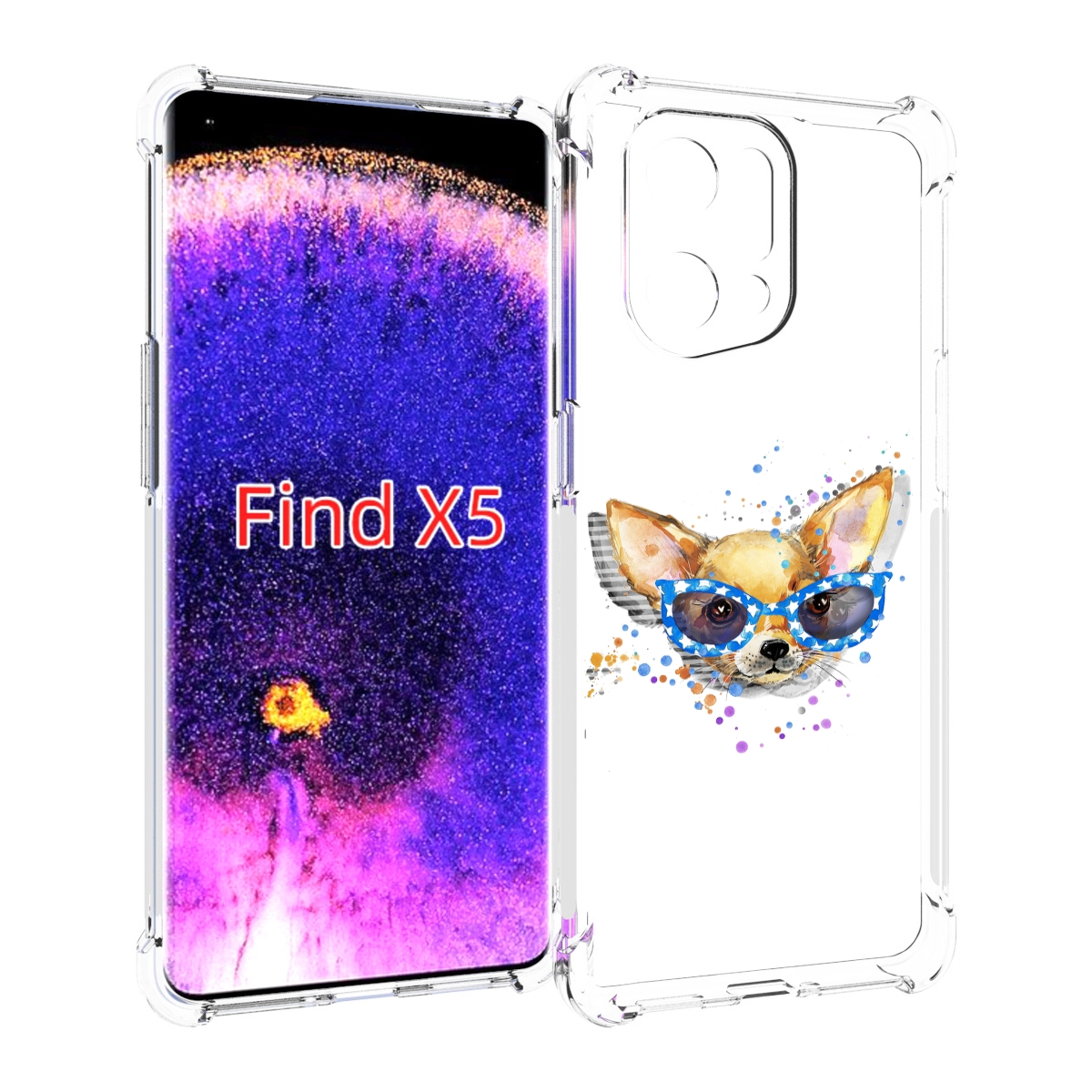 

Чехол MyPads чихуа-хуа в очках для Oppo Find X5, Прозрачный, Tocco