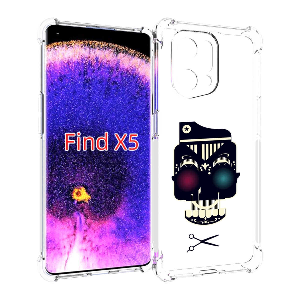 

Чехол MyPads черно белый скелет с яркими глазами для Oppo Find X5, Прозрачный, Tocco
