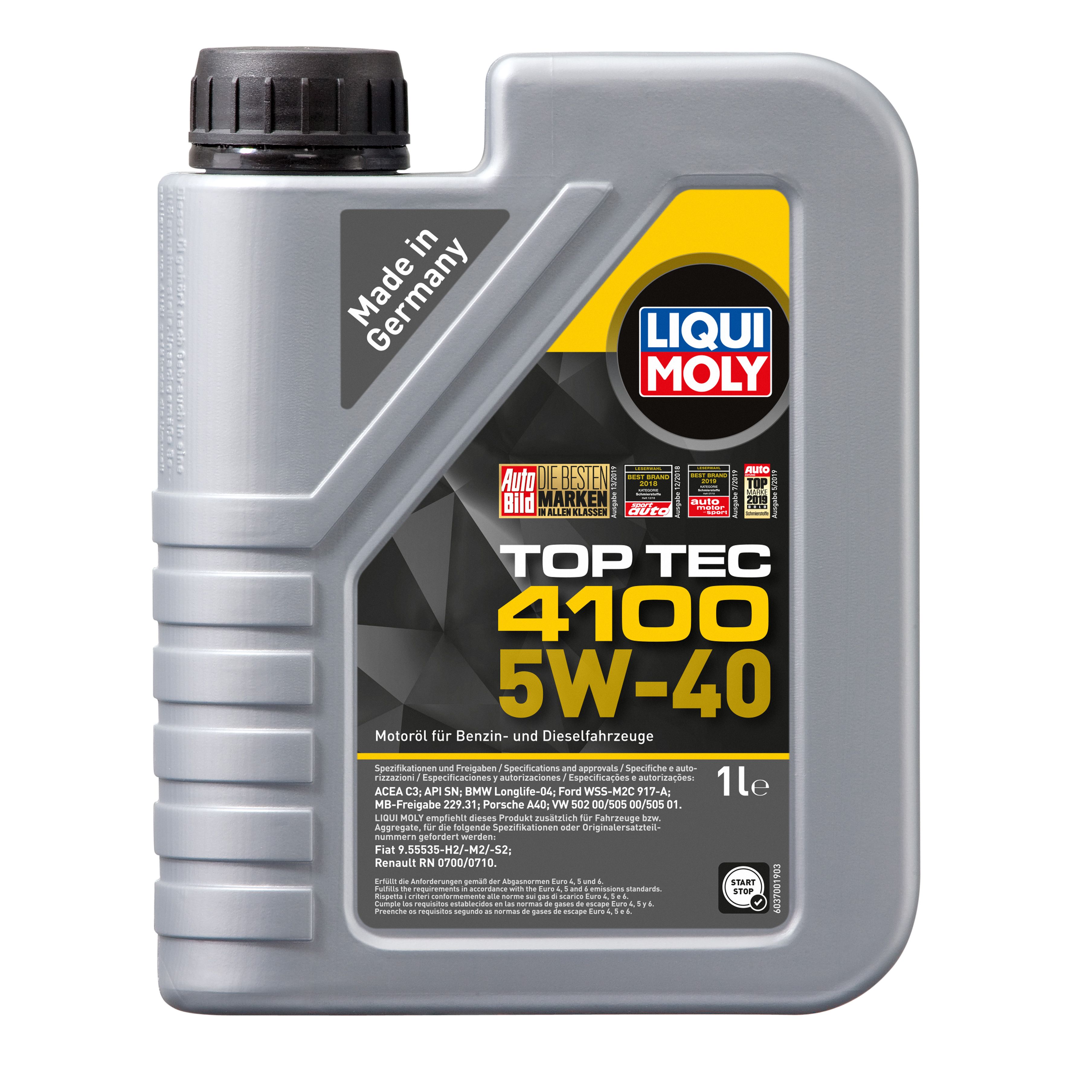 

Моторное масло LIQUI MOLY Top Tec 4100 5W40 1л