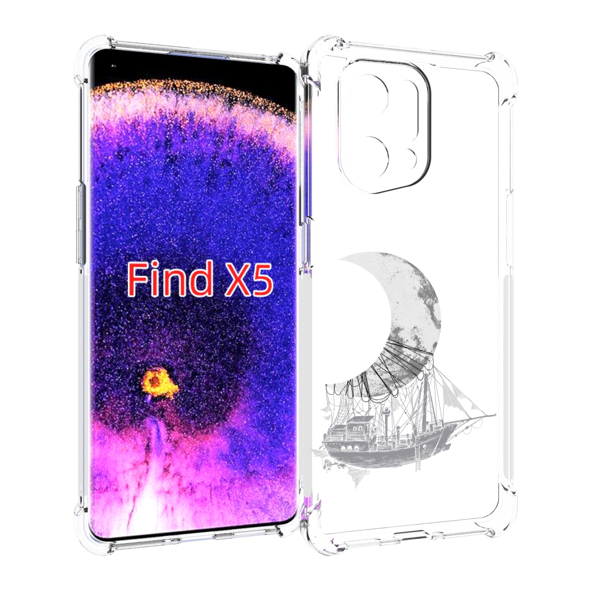 

Чехол MyPads черно белый корабль полумесяц для Oppo Find X5, Прозрачный, Tocco