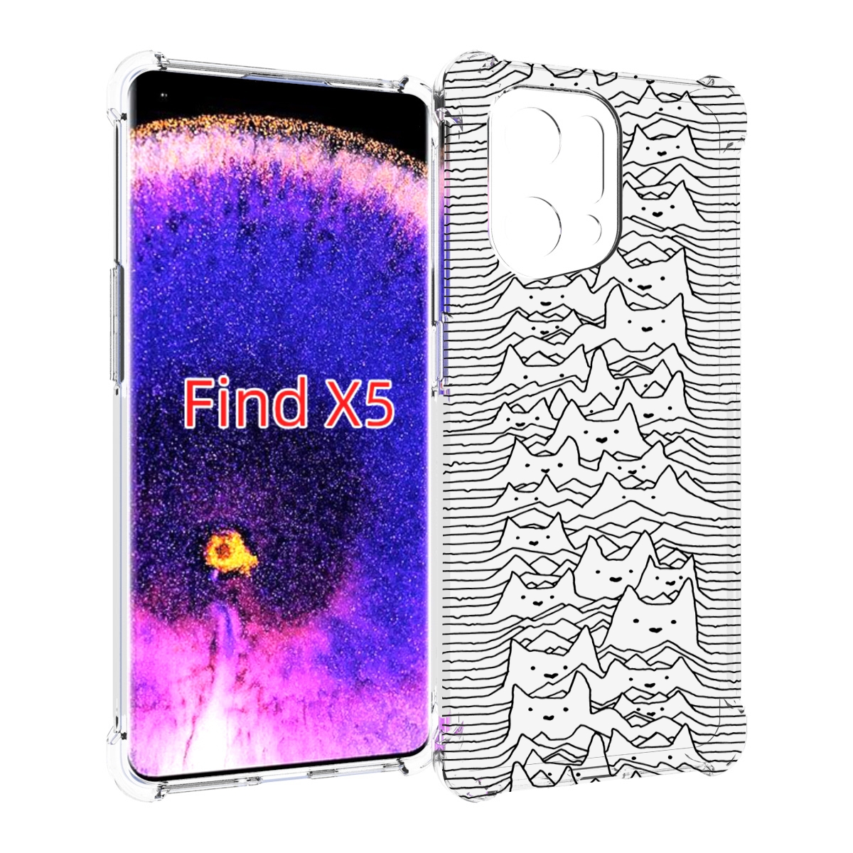 

Чехол MyPads черно белые коты 3D для Oppo Find X5, Прозрачный, Tocco
