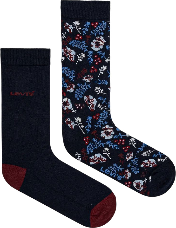 Комплект носков унисекс Levi's REGULAR CUT FLOWER 2P синих 43-46 2 пары