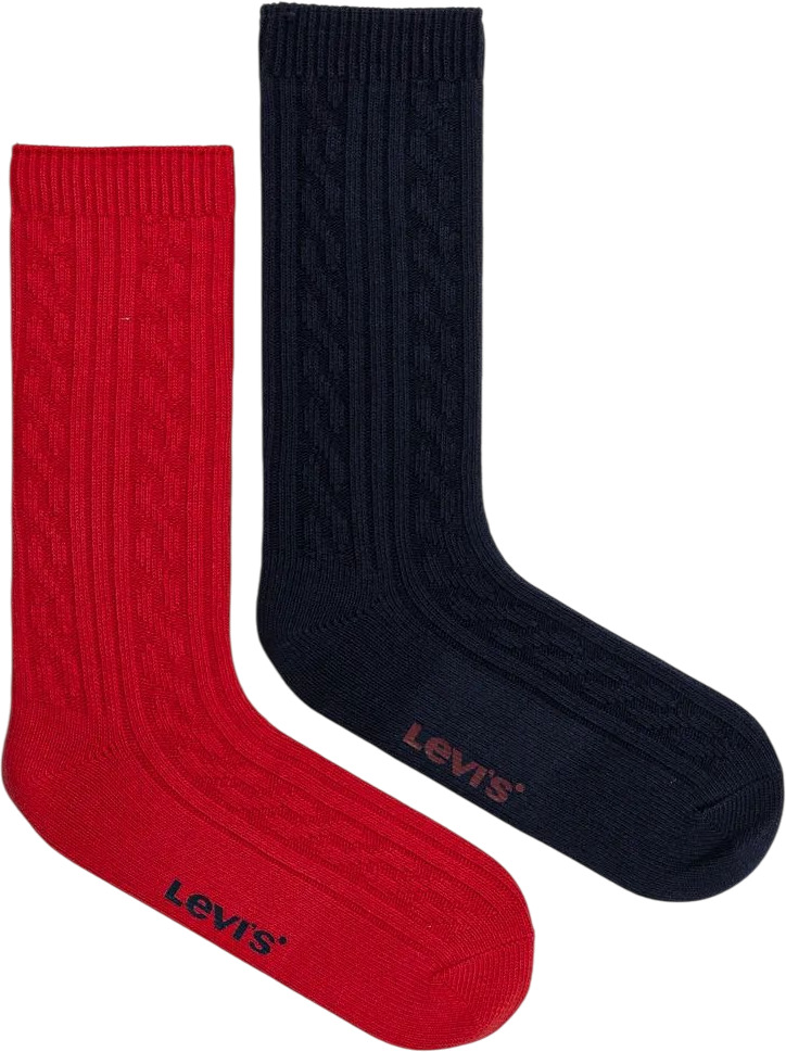 

Комплект носков унисекс Levi's REG CUT BOOTSOCK CABLE 2P красный/синий 43-46, REG CUT BOOTSOCK CABLE 2P