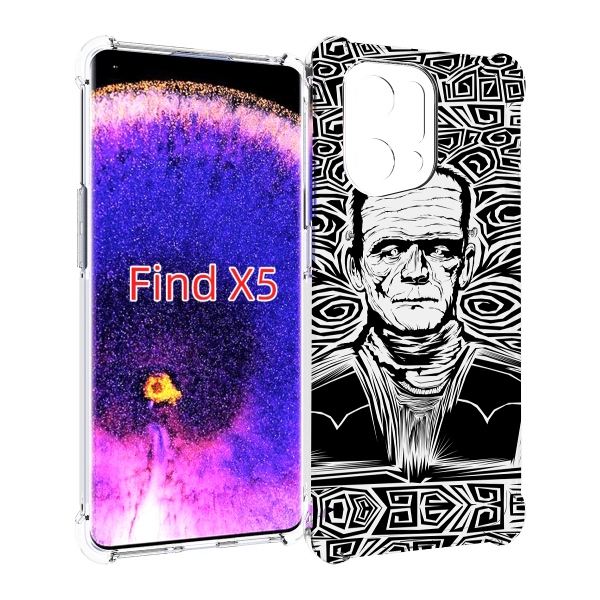

Чехол MyPads франкенштейн черно белый для Oppo Find X5, Прозрачный, Tocco