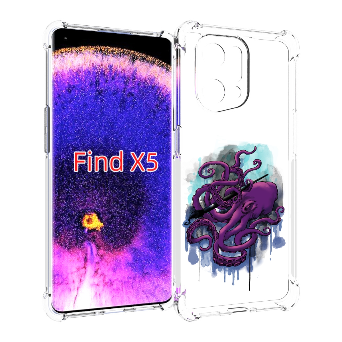 

Чехол MyPads фиолетовый осьминог для Oppo Find X5, Прозрачный, Tocco