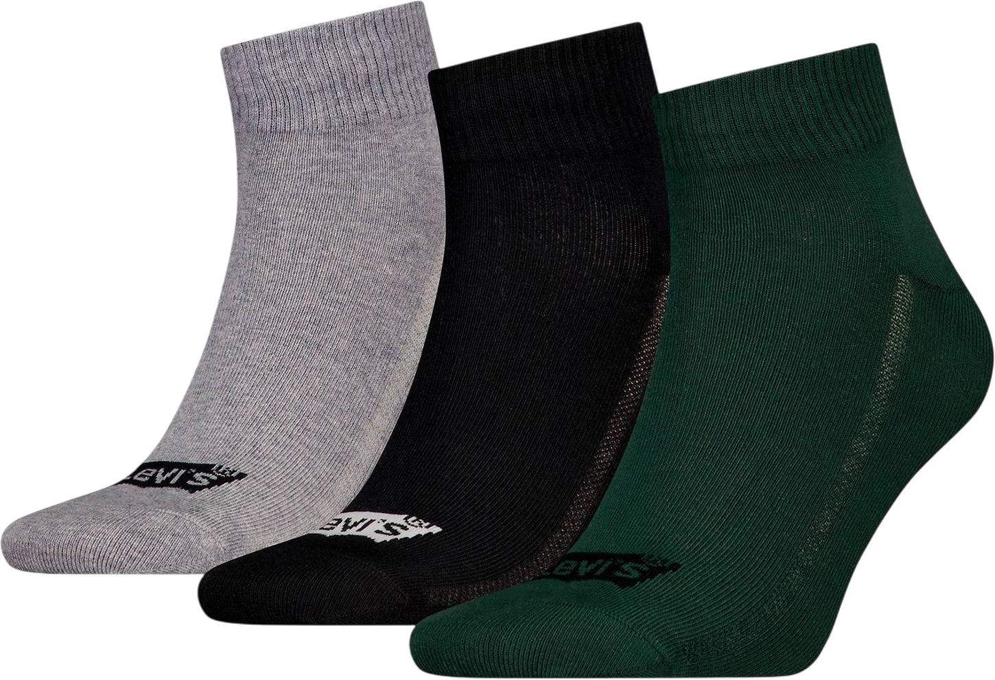 

Комплект носков унисекс Levi's MID CUT BATWING LOGO RECYCLED разноцветных 39-42 3 пары, Зеленый;черный;серый, MID CUT BATWING LOGO RECYCLED 3P