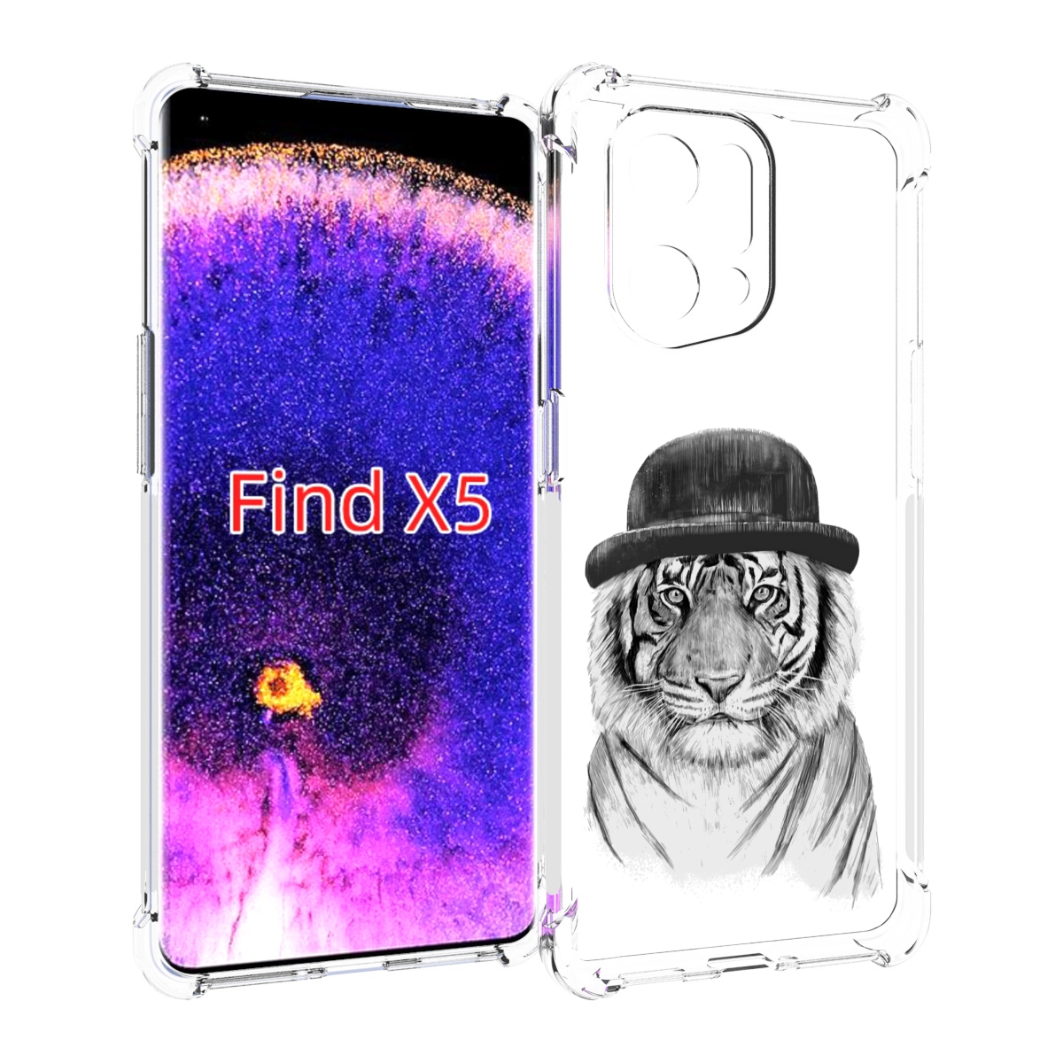 

Чехол MyPads тигр британец для Oppo Find X5, Прозрачный, Tocco