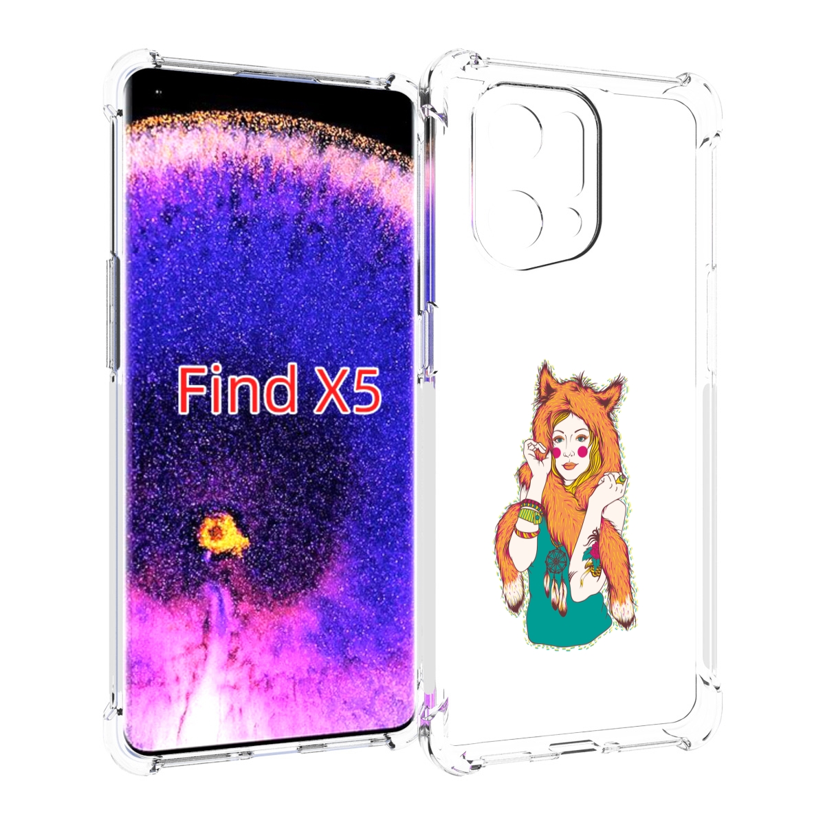 

Чехол MyPads Девушка лиса для Oppo Find X5, Прозрачный, Tocco