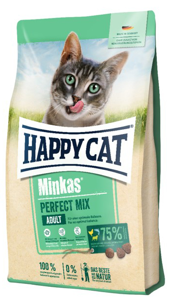 фото Сухой корм для кошек happy cat minkas perfect mix adult, птица, ягненок, рыба, 4кг