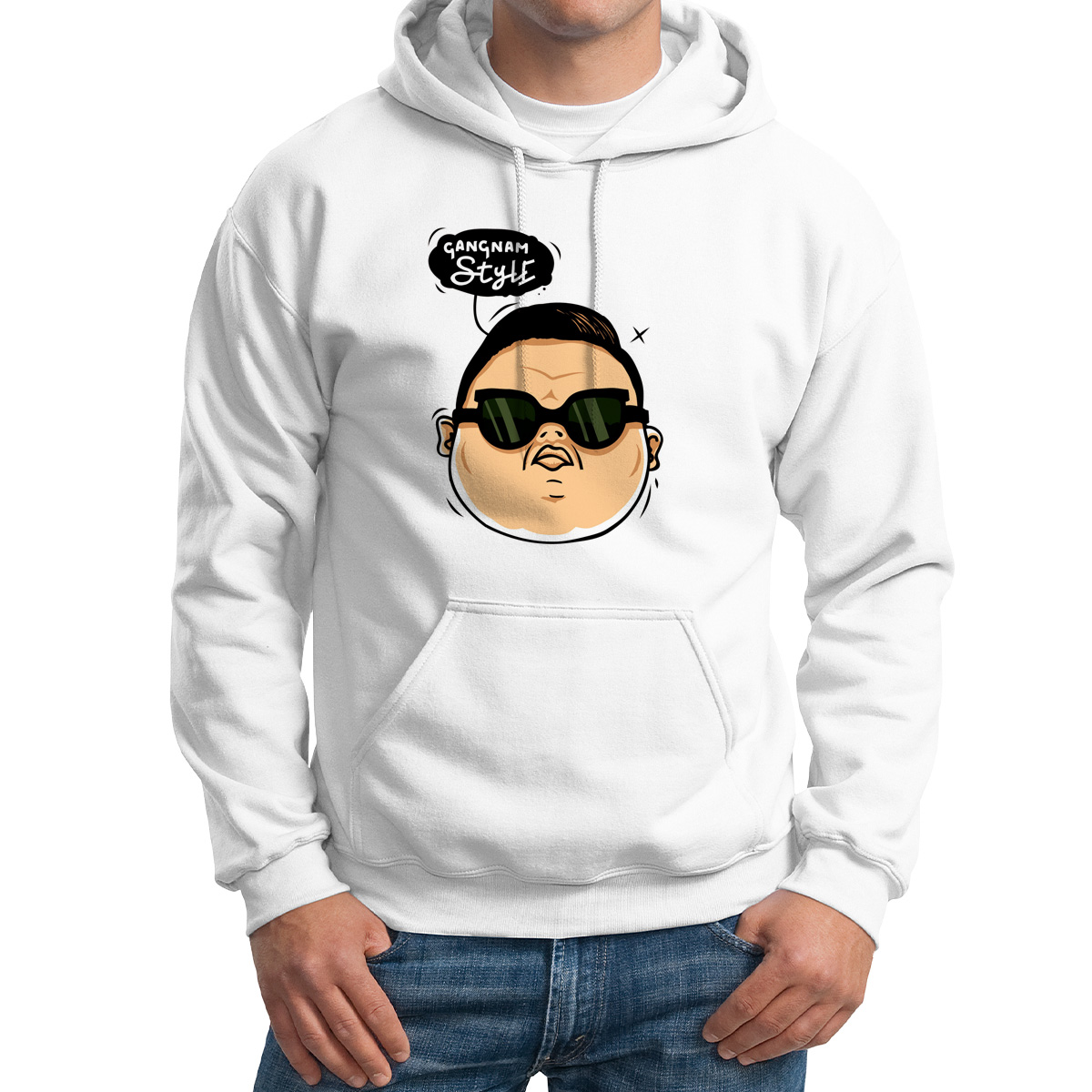 

Худи унисекс CoolPodarok Прикол Gangnam style белое 52 RU, M0151368