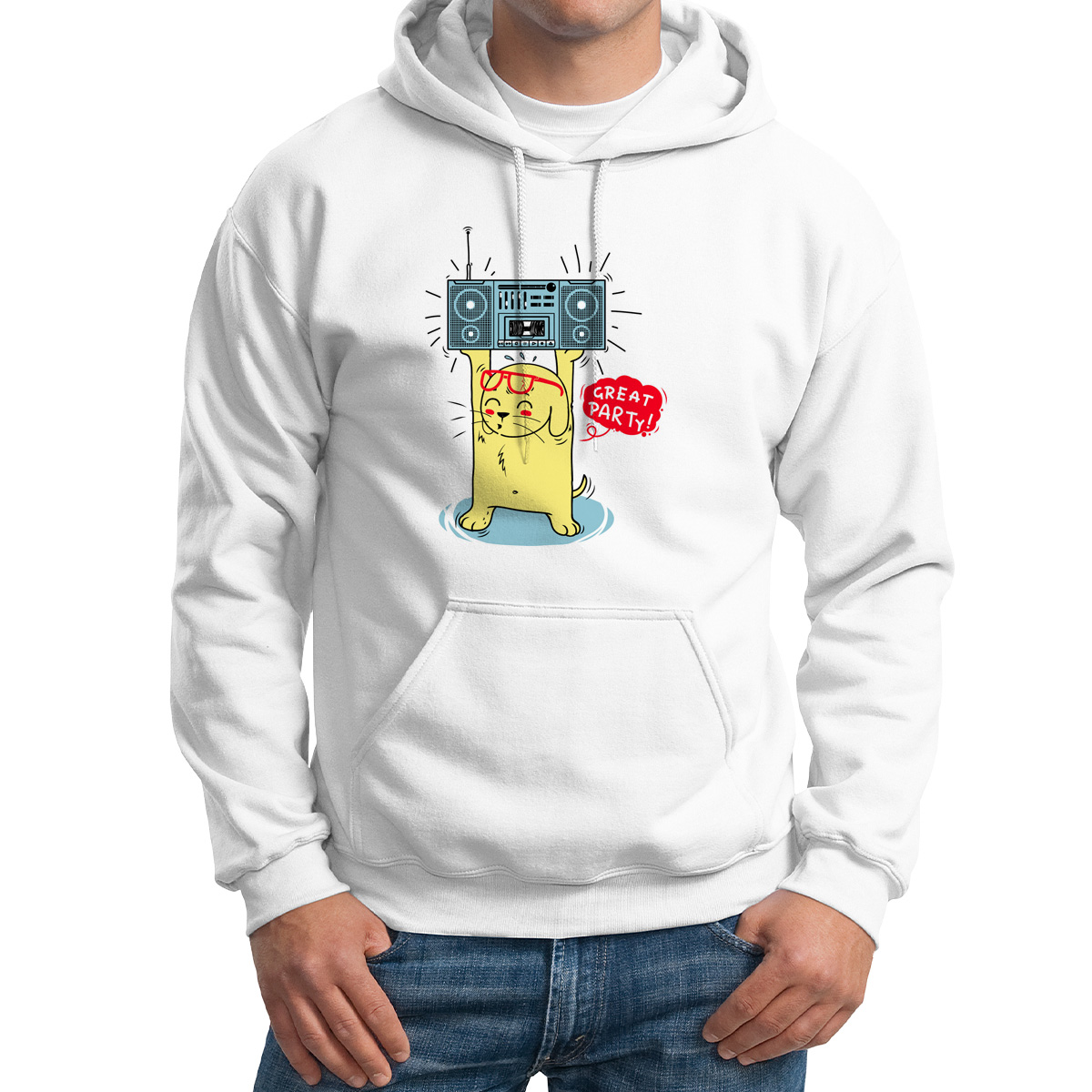 

Худи унисекс CoolPodarok Иллюстрация Заяц с магнитофоном белое 52 RU, M0151367