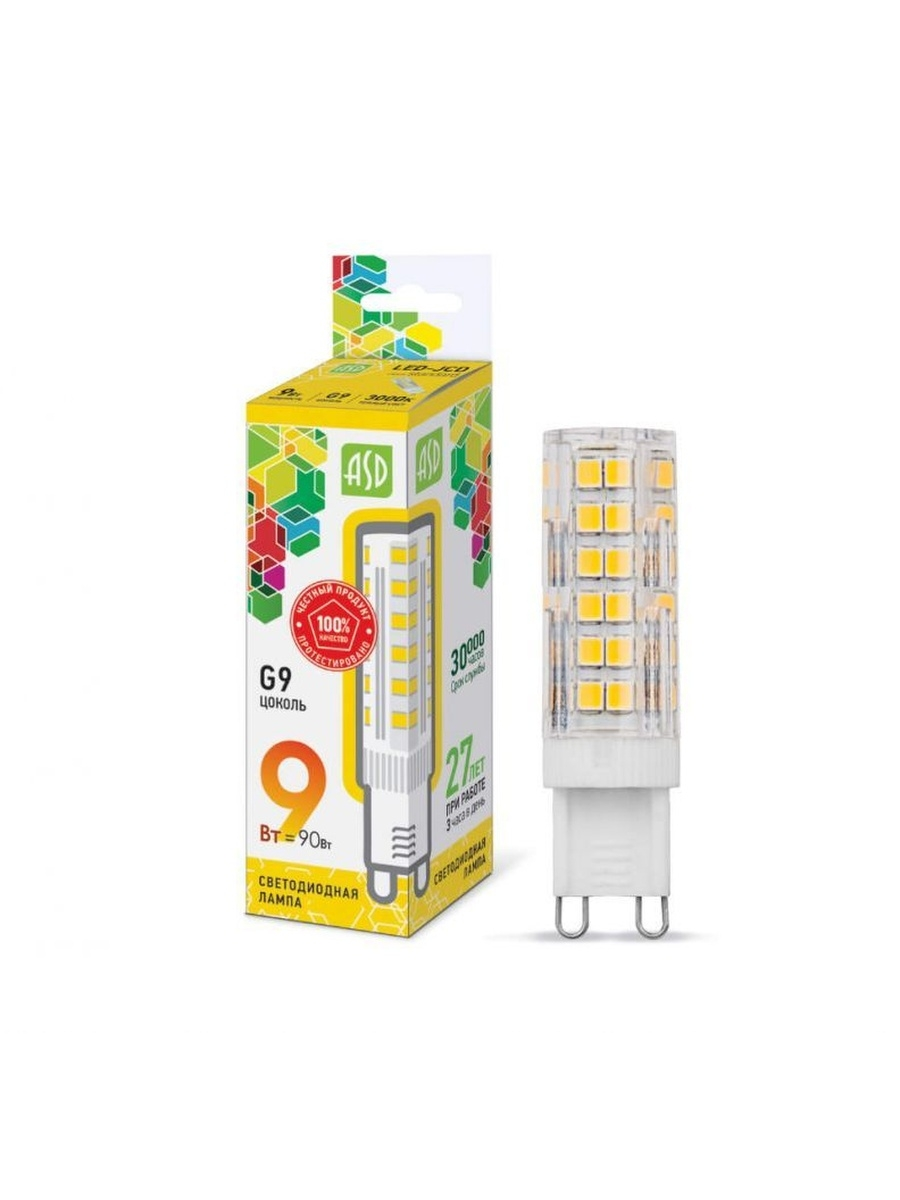 

Лампочка ASD LED-JC-Standard G9 9W 230V 3000К 810Lm 4690612026640