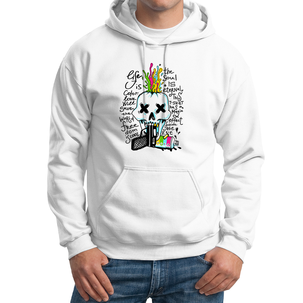 

Худи унисекс CoolPodarok Иллюстрация Разноцветный череп белое 52 RU, Белый, M0151359