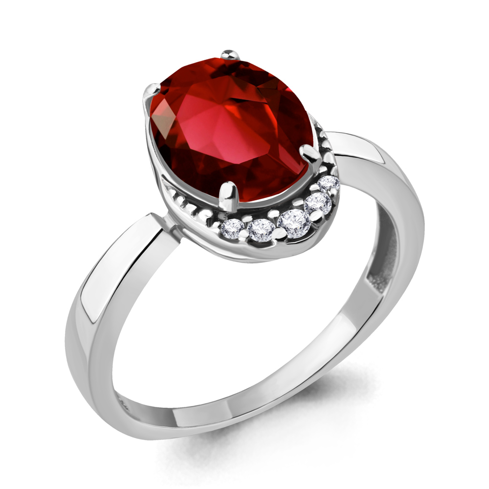 

Кольцо из серебра с гранатом р.  Aquamarine 6917085А_925_р, 6917085А_925_р