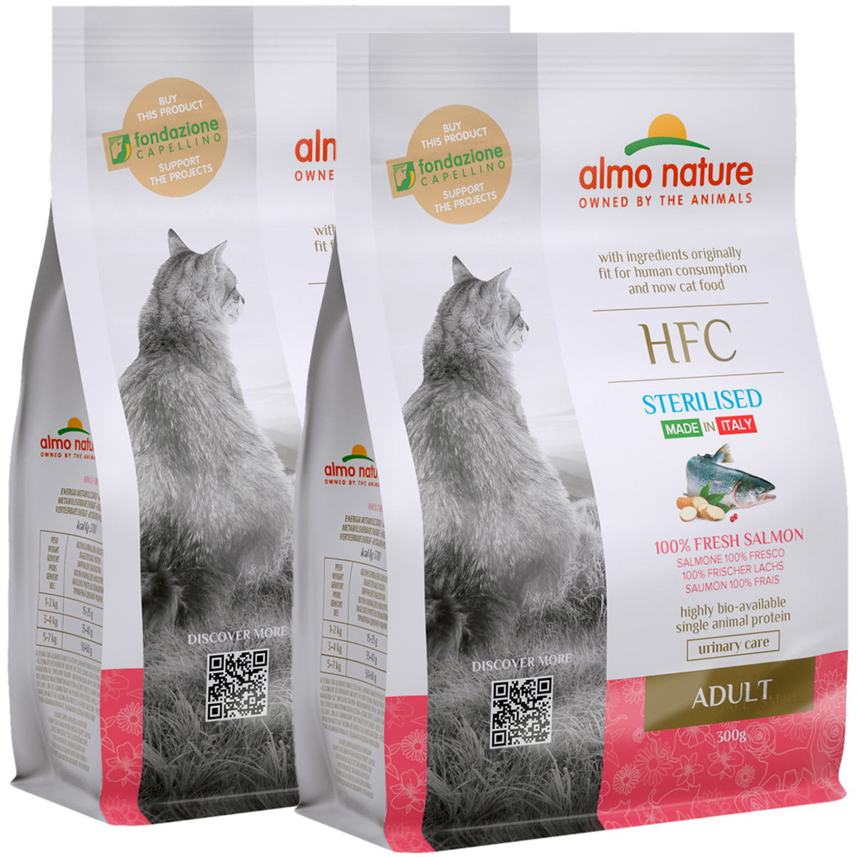 

Сухой корм для кошек Almo Nature, для стерилизованных, лосось, 2шт по 0,3кг