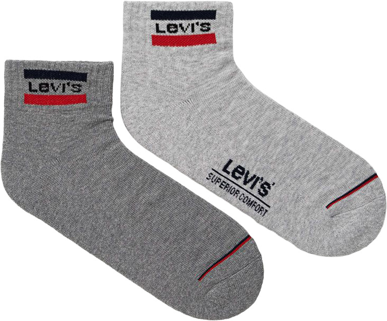 

Комплект носков унисекс Levi's Mid Cut Sprtwr Logo 2P серых 43-46 2 пары, Серый, Mid Cut Sprtwr Logo 2P