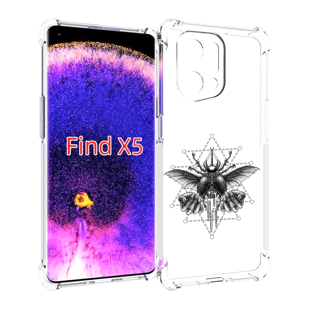 

Чехол MyPads скарабей для Oppo Find X5, Прозрачный, Tocco