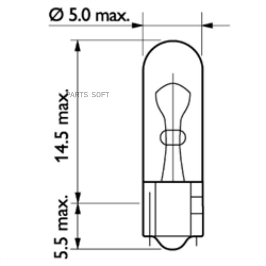 

Лампа накаливания WB T5 24V 2W W2x4,6d CP