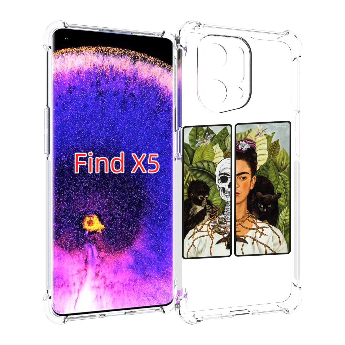 

Чехол MyPads сдвоенная картинка девушка скелет для Oppo Find X5, Прозрачный, Tocco