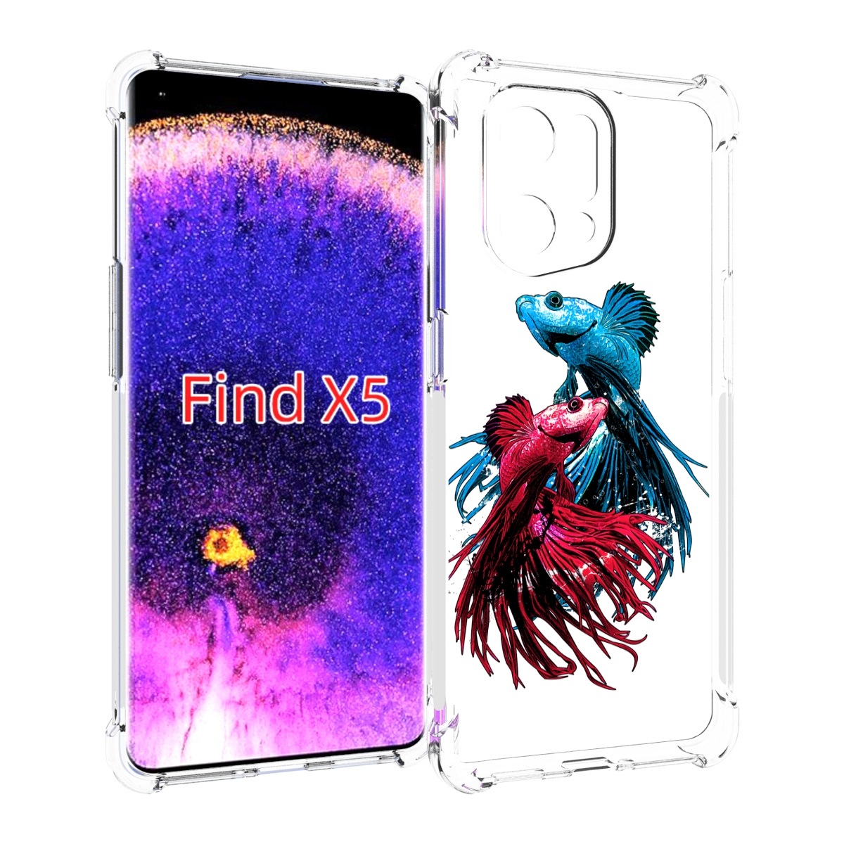 

Чехол MyPads рыбы петушки для Oppo Find X5, Прозрачный, Tocco