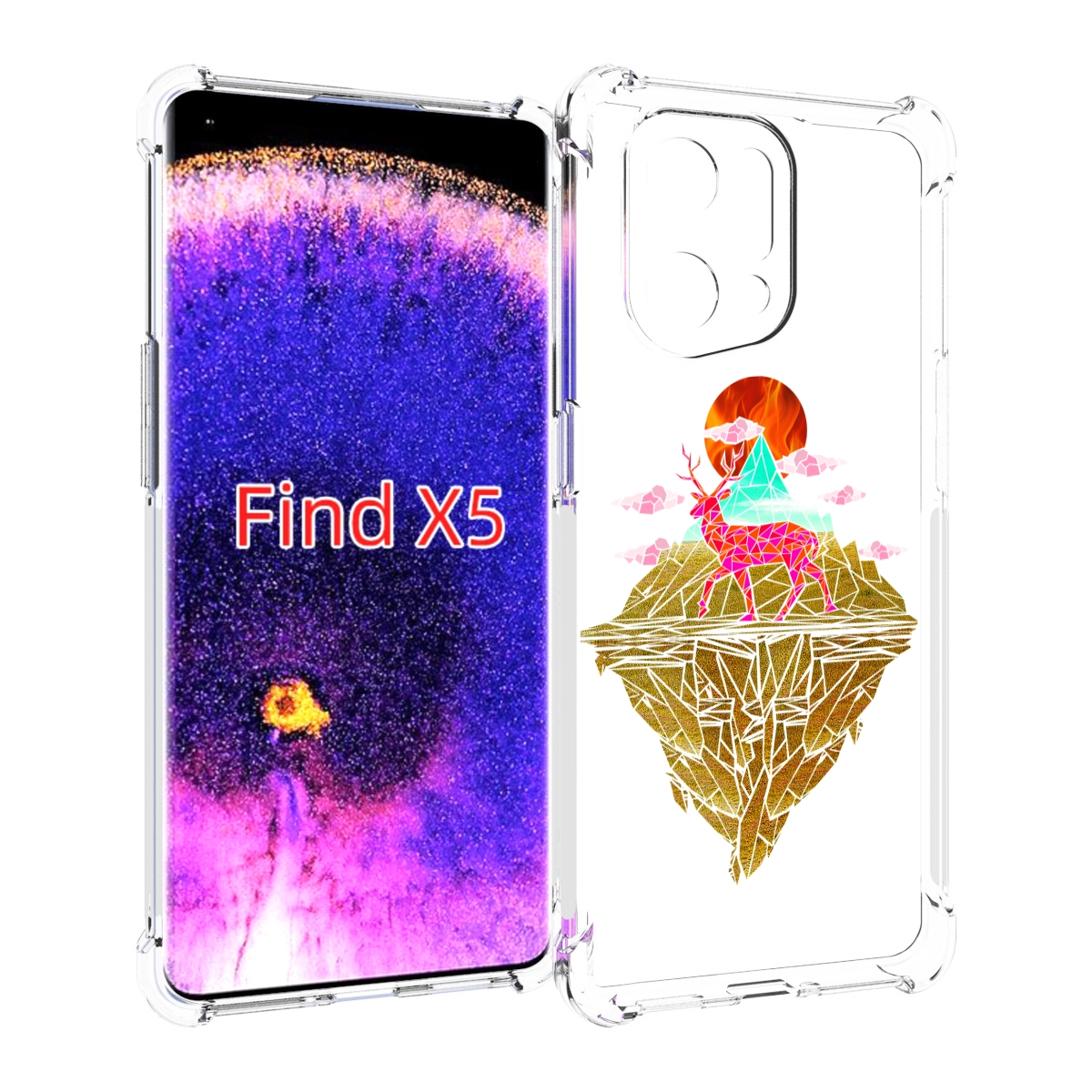 

Чехол MyPads розовый олень абстракция для Oppo Find X5, Прозрачный, Tocco
