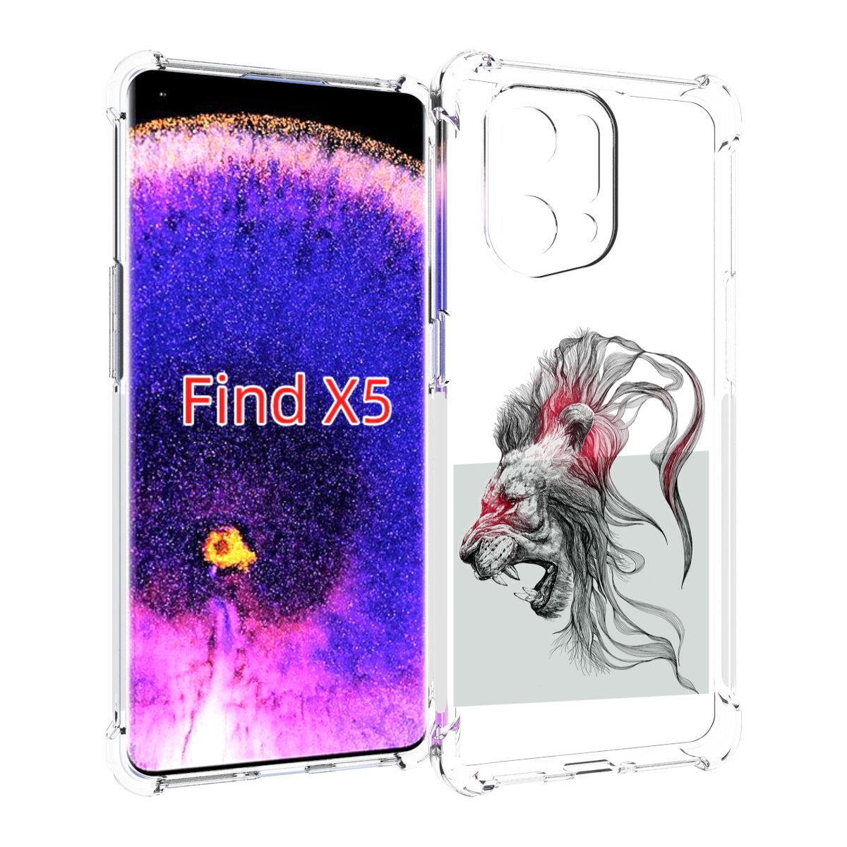 

Чехол MyPads разъяренный лев для Oppo Find X5, Прозрачный, Tocco