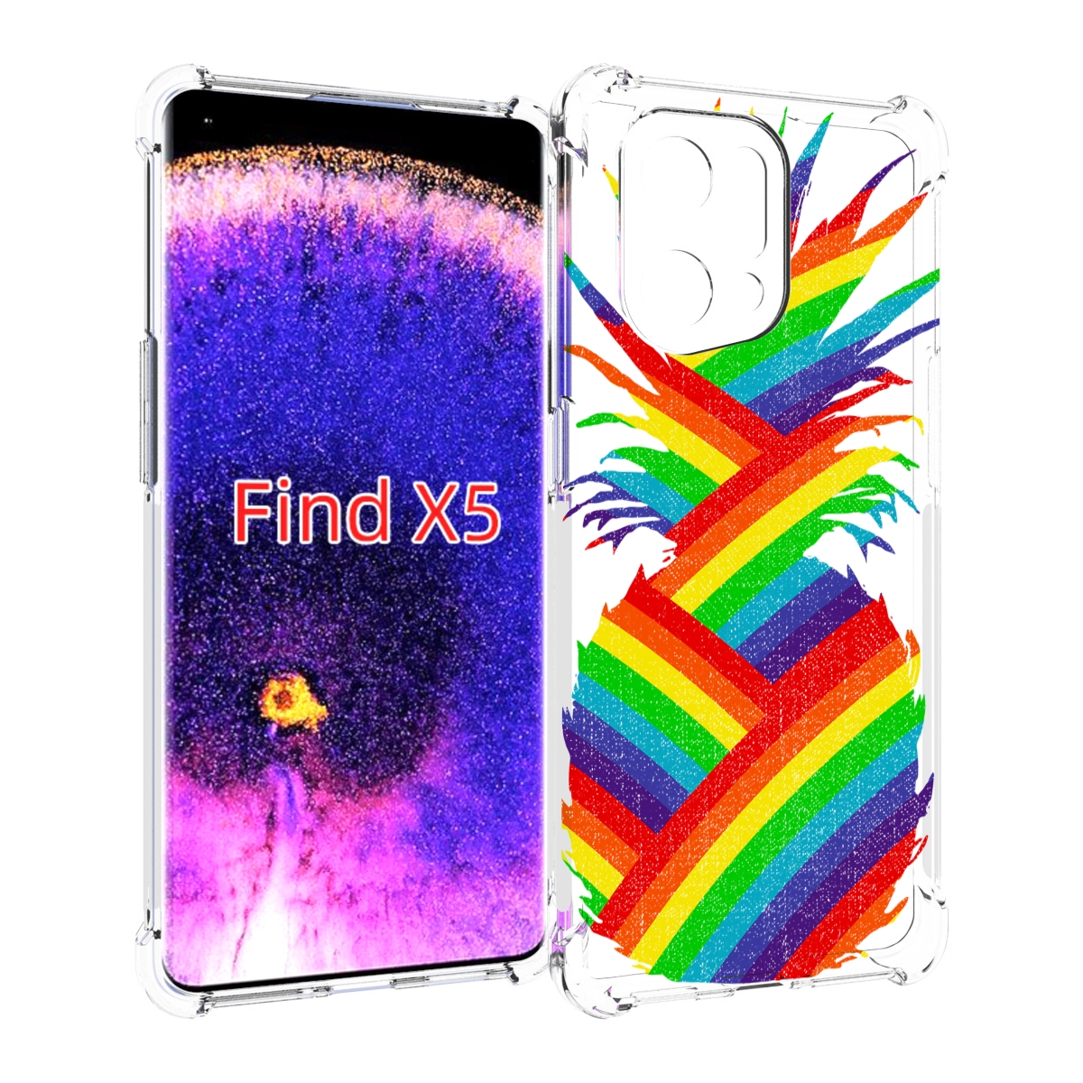 

Чехол MyPads радужный ананас для Oppo Find X5, Прозрачный, Tocco