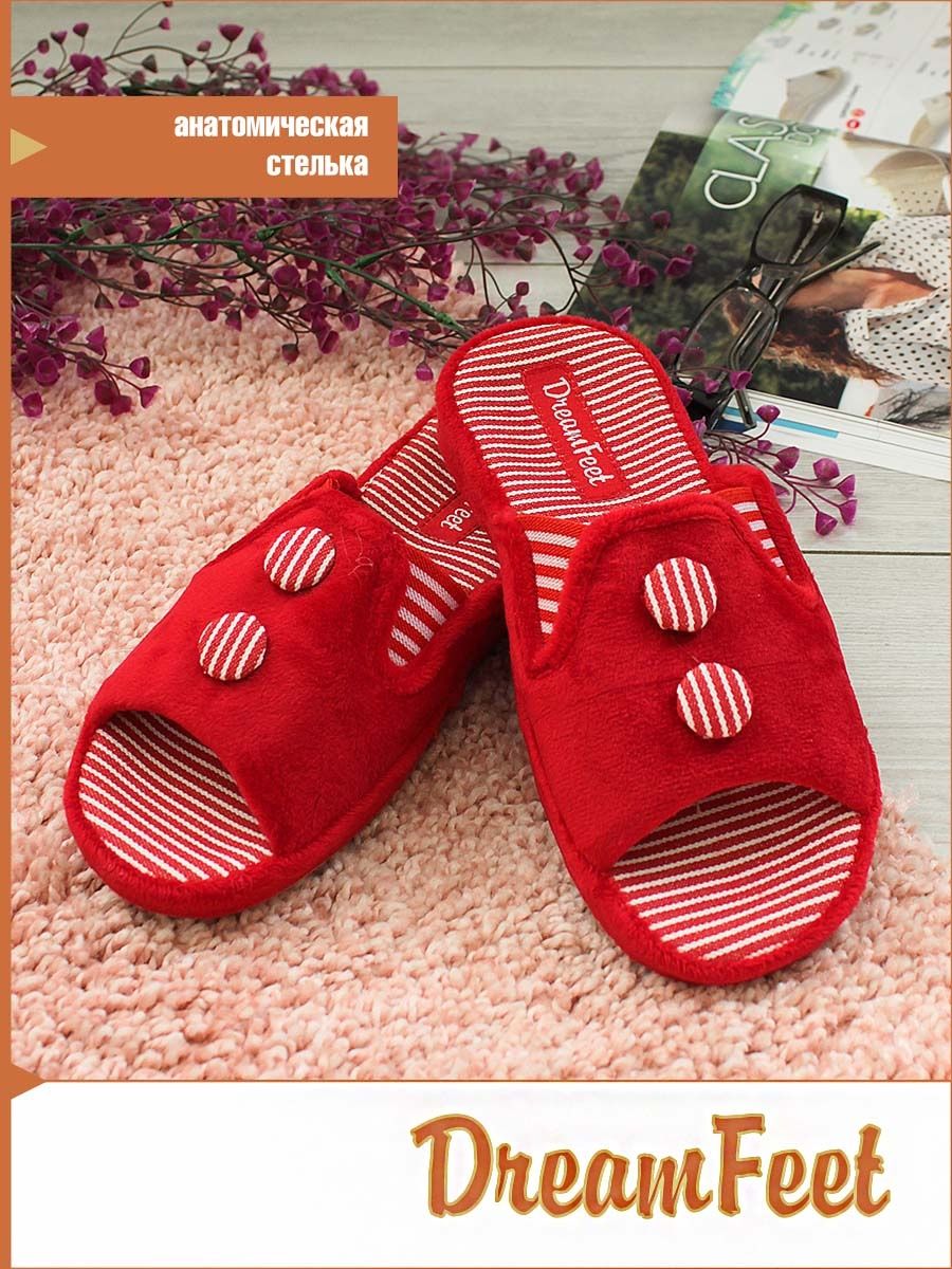 

Тапочки женские Dream feet DFR-22-11W красные 38 RU, Красный, DFR-22-11W