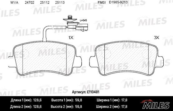 

Комплект тормозных колодок MILES E110481