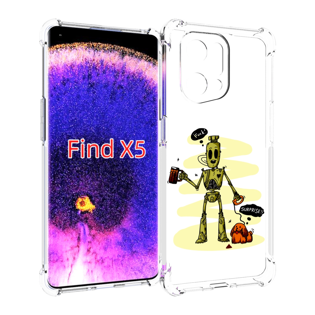 

Чехол MyPads прикольный робот для Oppo Find X5, Прозрачный, Tocco