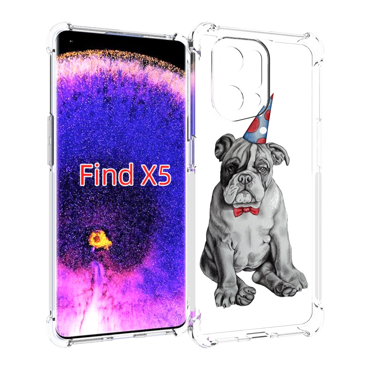 

Чехол MyPads праздничный щенок для Oppo Find X5, Прозрачный, Tocco