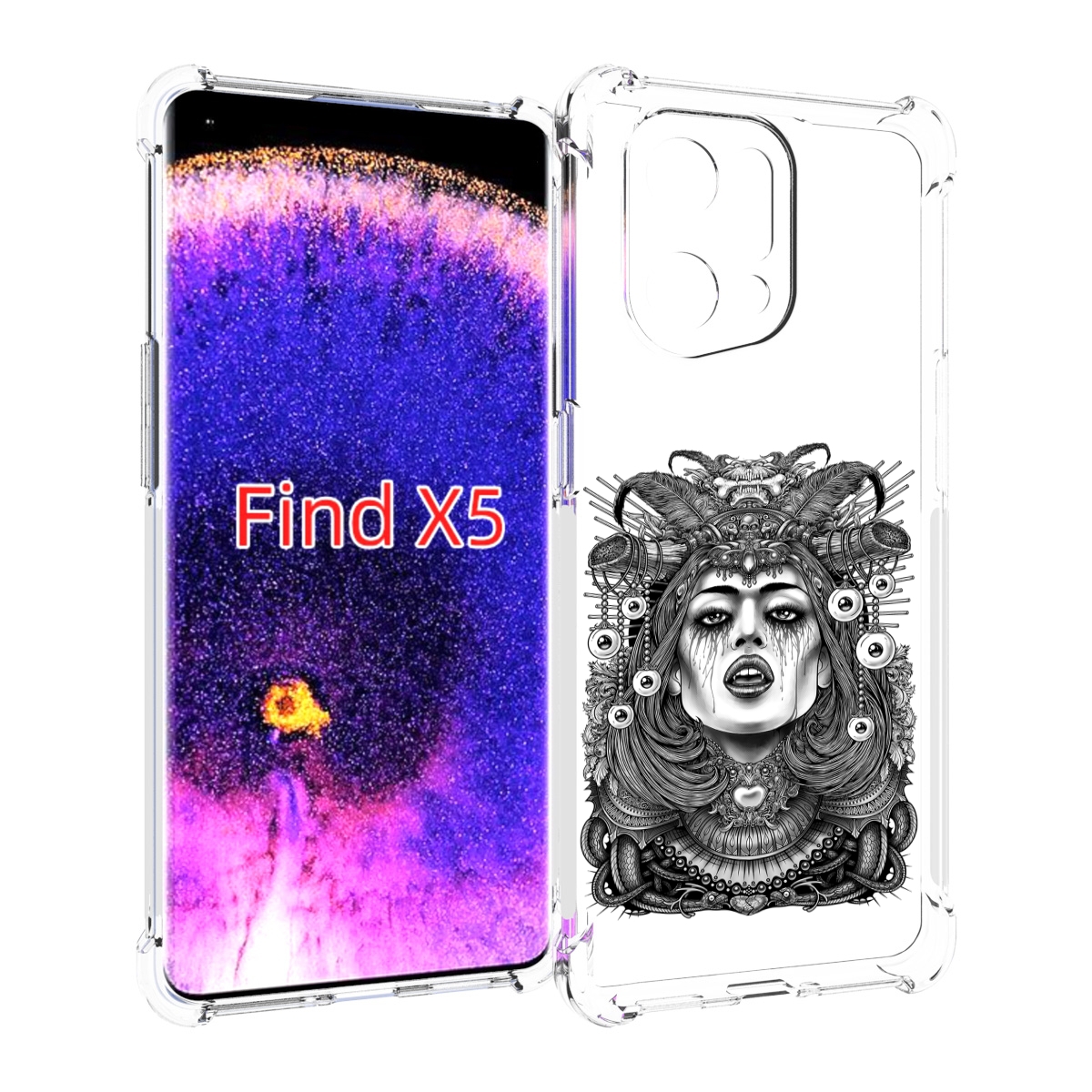 

Чехол MyPads портрет девушки черно белый для Oppo Find X5, Прозрачный, Tocco