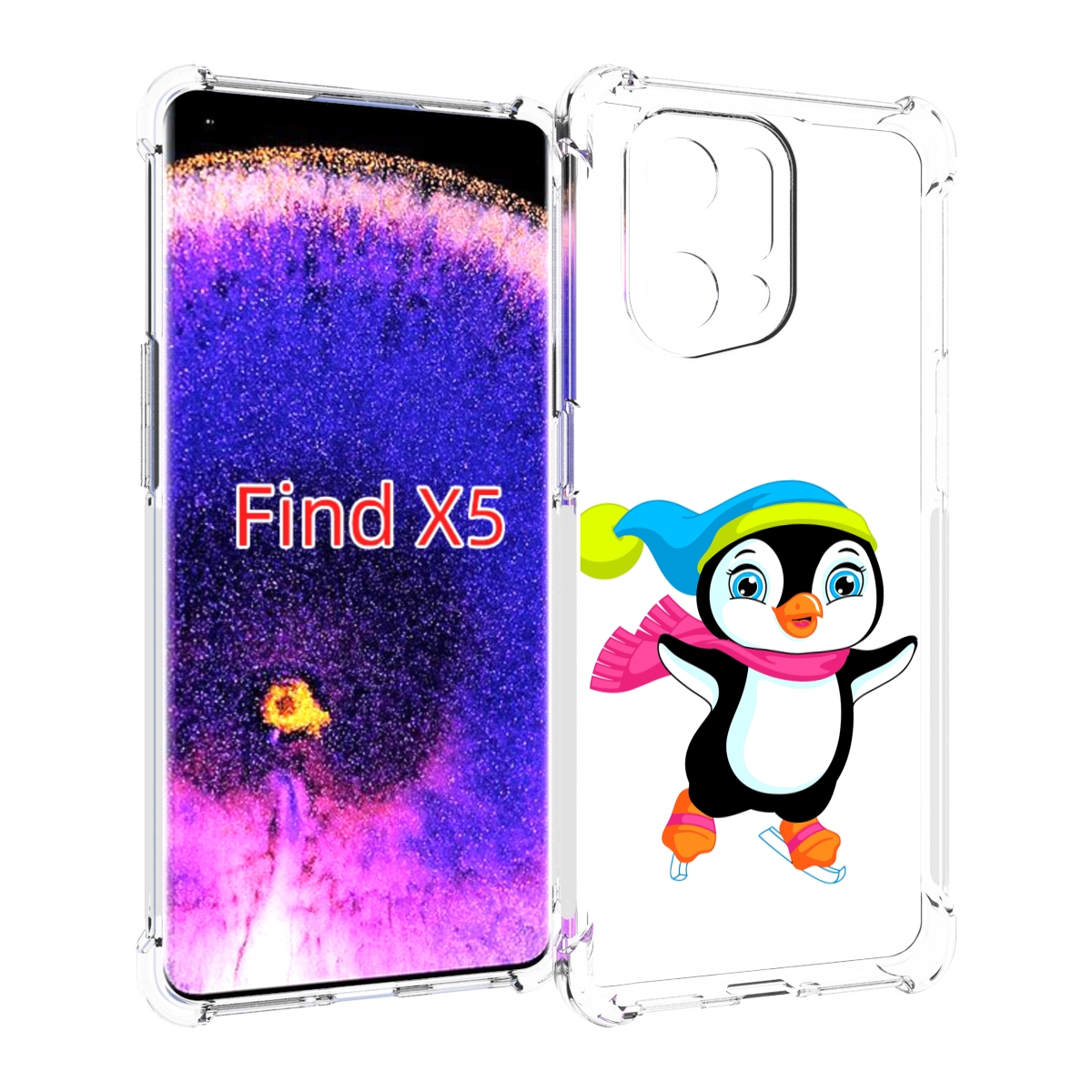 

Чехол MyPads пингвин на коньках для Oppo Find X5, Прозрачный, Tocco