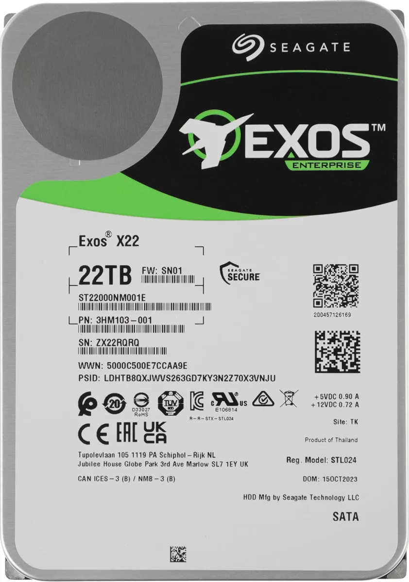 

Жесткий диск Seagate Exos X22 22 ТБ (ST22000NM001E), Exos X22