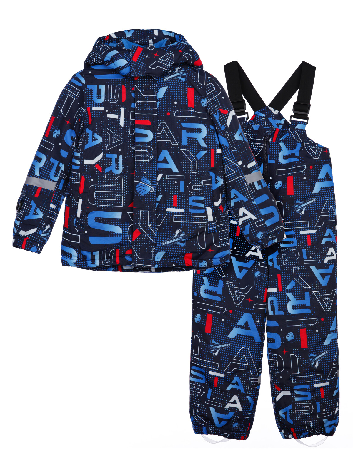 Комплект для мальчиков PlayToday: куртка, полукомбинезон, тёмно-синий, 104