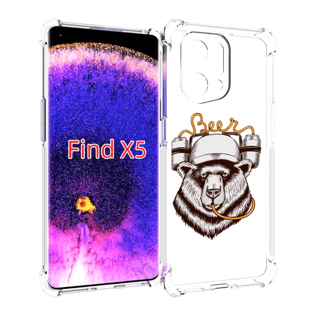 

Чехол MyPads пивной медведь для Oppo Find X5, Прозрачный, Tocco