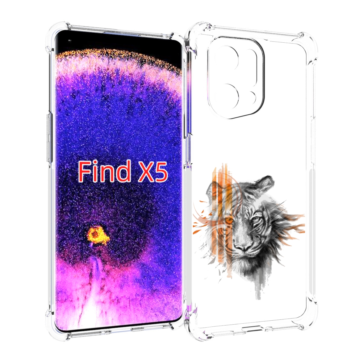 

Чехол MyPads огненный тигр для Oppo Find X5, Прозрачный, Tocco